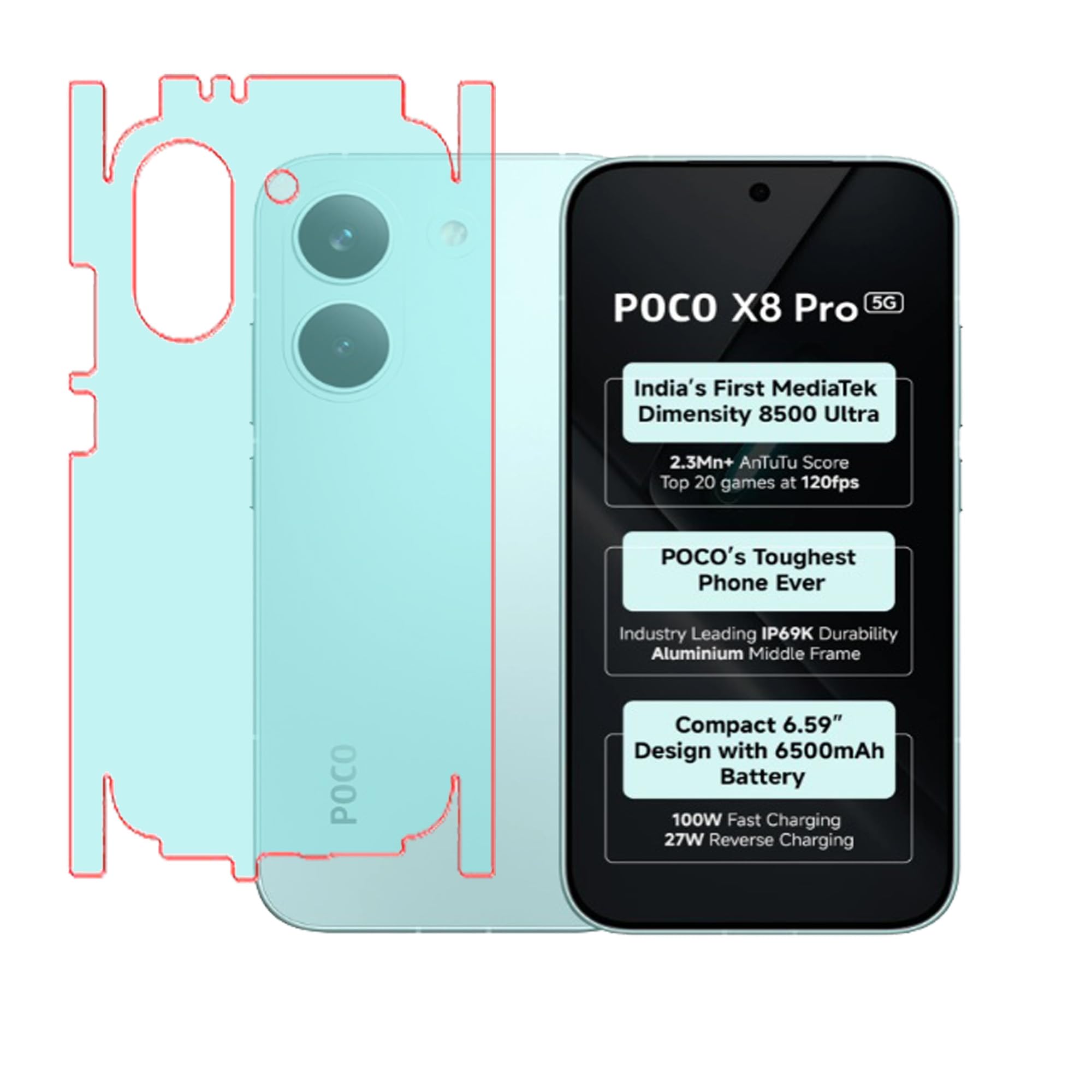 Matt Unbreakable Scratch Gaurd Hydrogel Membrane for Poco X8 Pro 5G With Edge to Edge Coverage and Easy Installation (Back Matte With Sides)-image-25