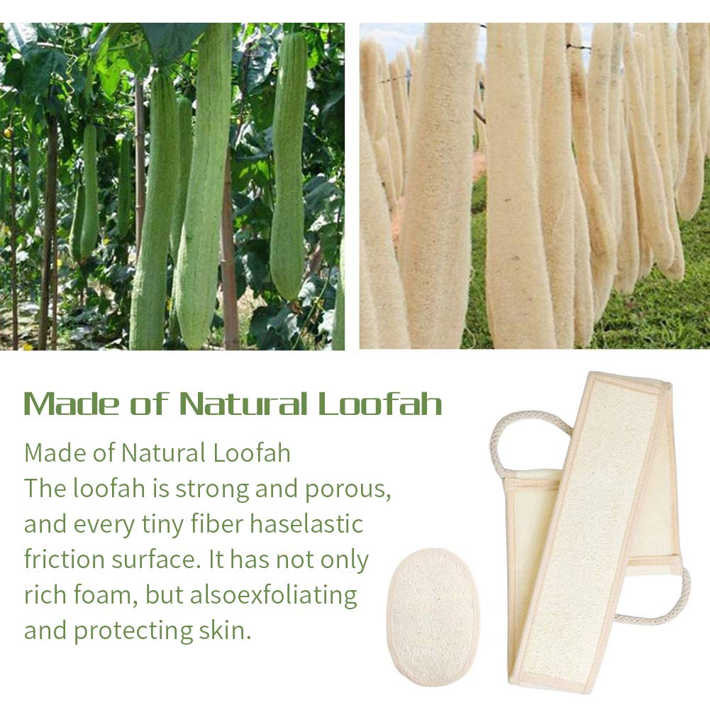 Loofah gąbka do mycia pleców, wanny, zestaw rękawiczek, biodegradowalna, naturalna gąbka do pielęgnacji ciała, masaż, zapobiega peelingowaniu krążenia krwi – dwuczęściowy zestaw