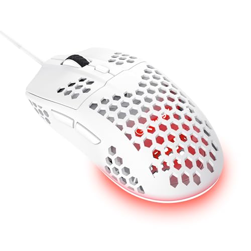 GXTrust 928W Helox Mouse Gaming Superleggero 65g con Filo, Regolazione DPI 200-6400 Sensore Ottico, 6 Pulsanti Programmabili, Illuminazione RGB, Mouse da Gaming per PC Desktop Laptop, Bianco - Mouse gaming - Immagine 9