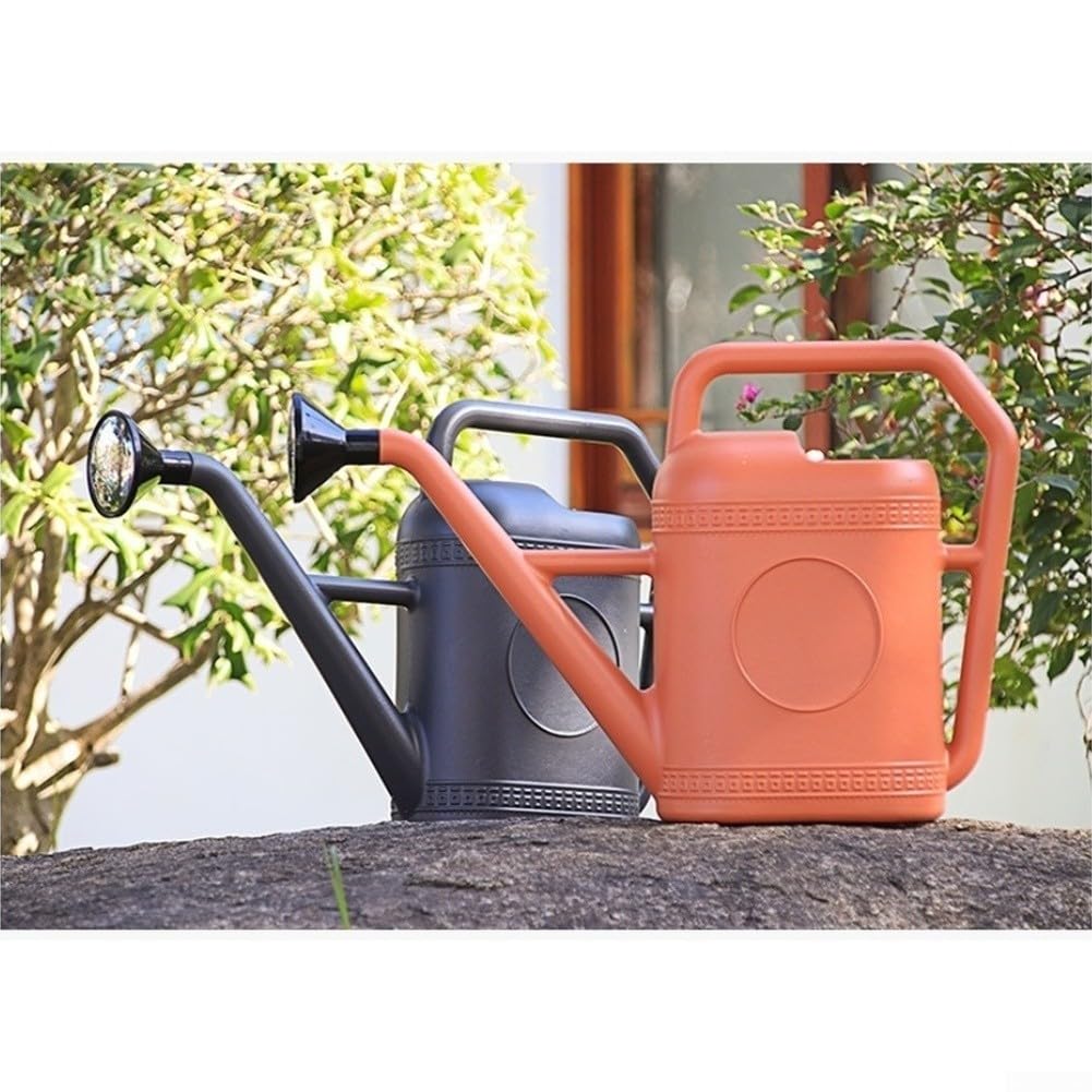 Gießkanne 5 Liter mit Langtülle und Abnehmbarer Brause, PE Harz Gartenkanne mit Ergonomischem für Pflanzen Bewässerung im Innen- und Außenbereich(Gray)