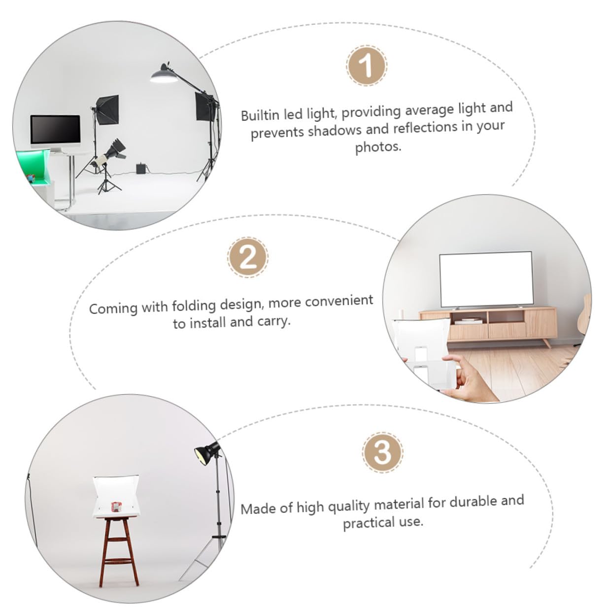 ABOOFAN Mini Boîte Photo Portable 40cm Lumière LED Intégrée, Tente de Photographie Pliable en PVC et Polyester pour Éclairage Précis