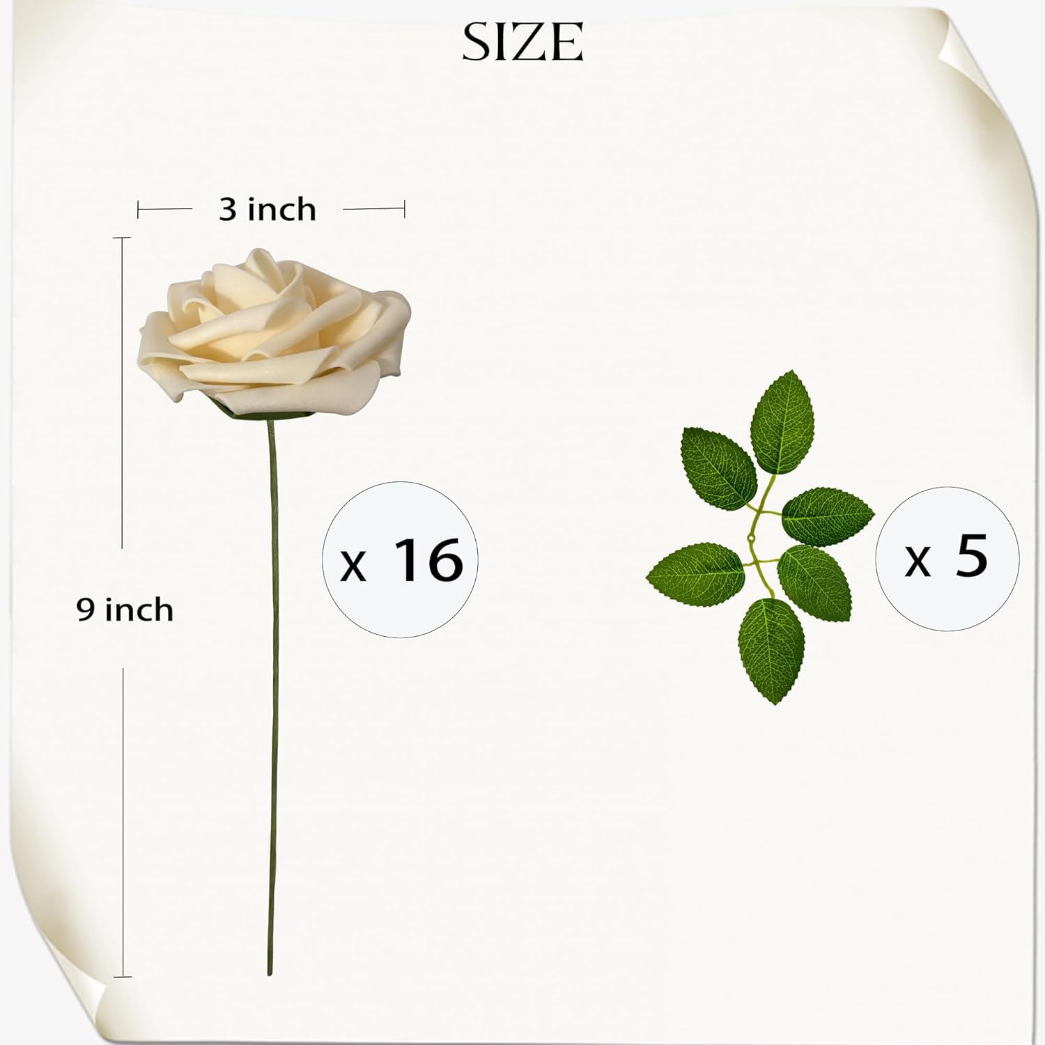 Artificial Roses Flowers 16Pcs Real Touch Roses with Stem Foam Fake Roses for DIY Wedding Bouquets Centerpieces Arrangement Party Baby Shower Home Decorations (Champagne) - Image 2