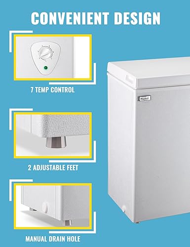 Miniatura 6 de Congelador de pecho de 3.5 pies cúbicos, pequeños congeladores profundos con cesta de almacenamiento extraíble, puerta superior independiente,
