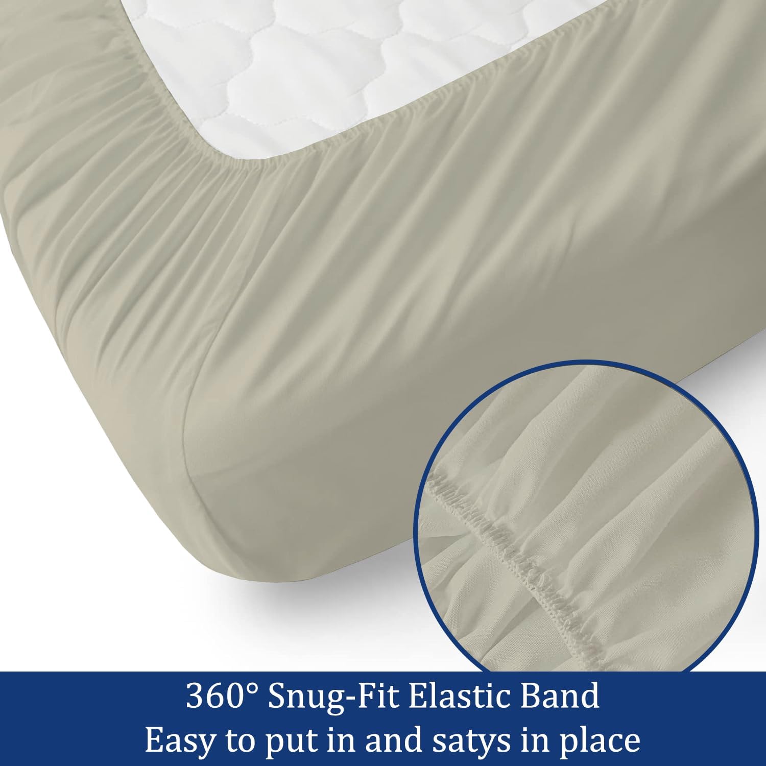 SKY BEDDINGS Olympic Queen Sheet Set 66 x 80-100% Egyptian Cotton, 600 Thread Count - 4 Piece Bed Sheets for Super Queen RV Mattress - Sateen Weave, Hotel Quality, Cooling & Breathable - Beige