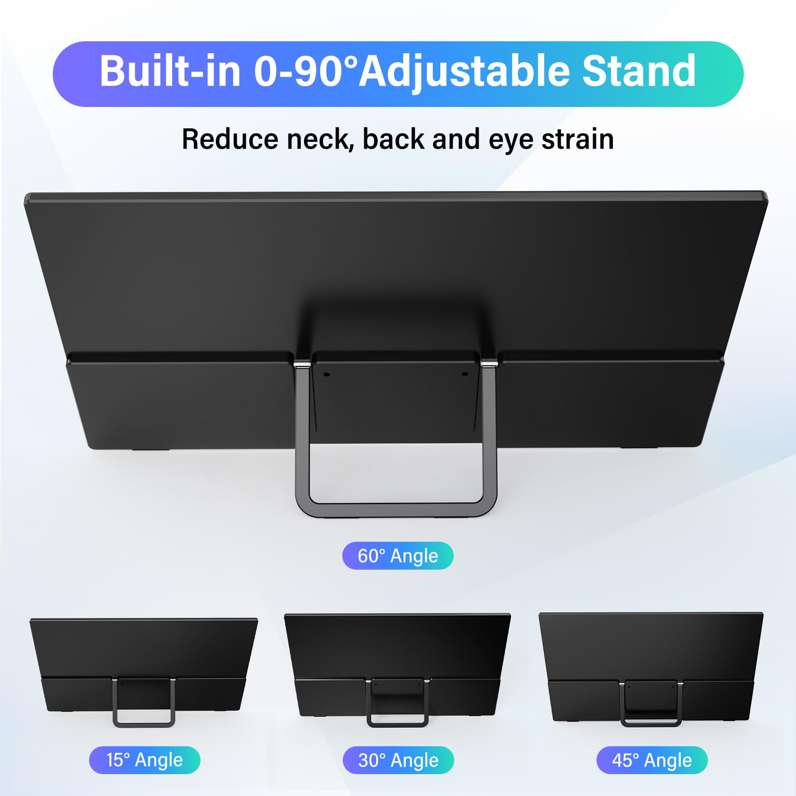 InnoView 15.6'' Portable Monitor for Laptop FHD 1080P USB-C Travel Monitors Built-in 90° Adjustable Stand with Bag, HDR IPS Portable Laptop Monitor for MacBook PC Phone Xbox PS4/5 Switch view 8