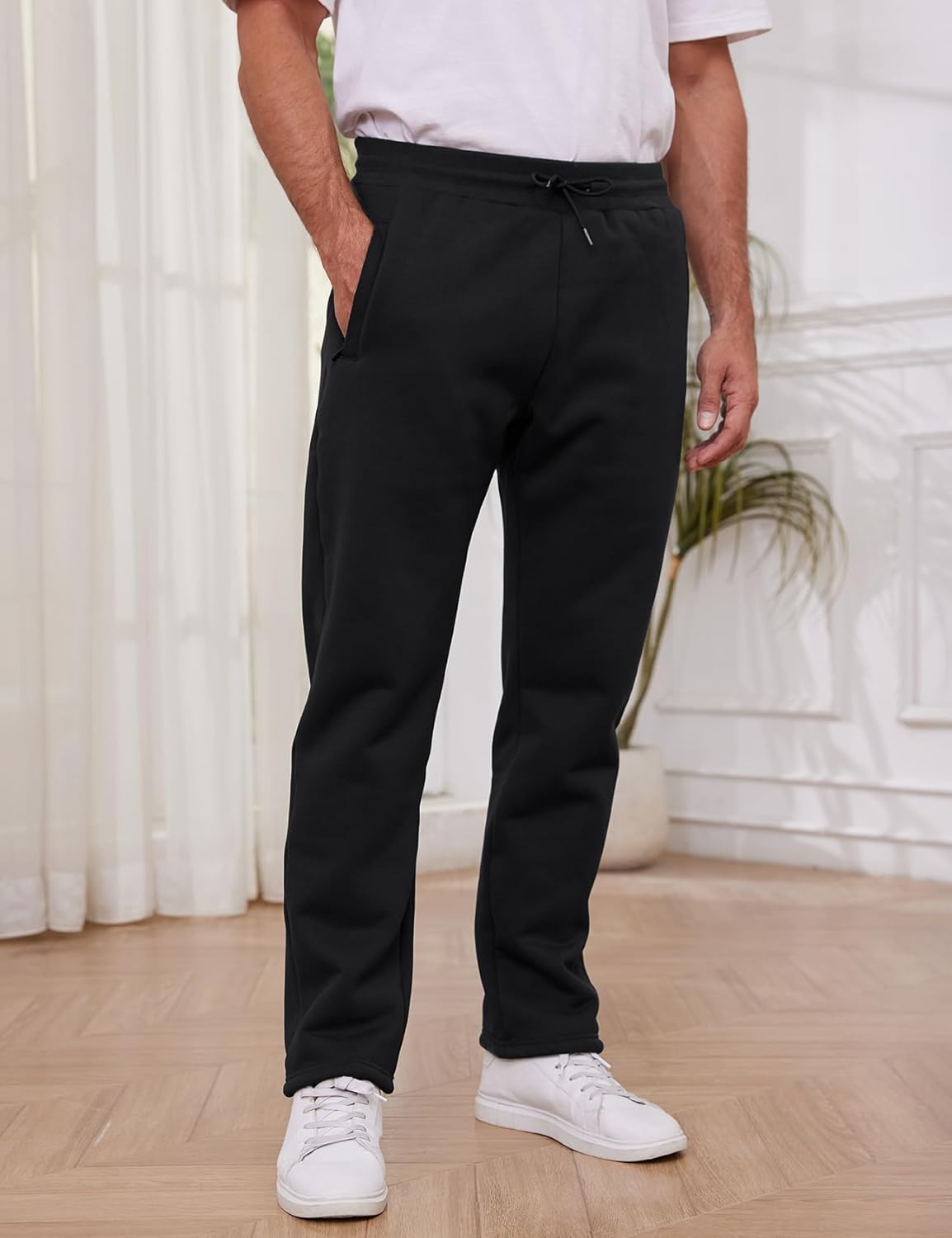 Gihuo Men's Winter Warm Fleece Pants Sherpa Fleece Lined Jogger Pants Sweatpants - Image 2