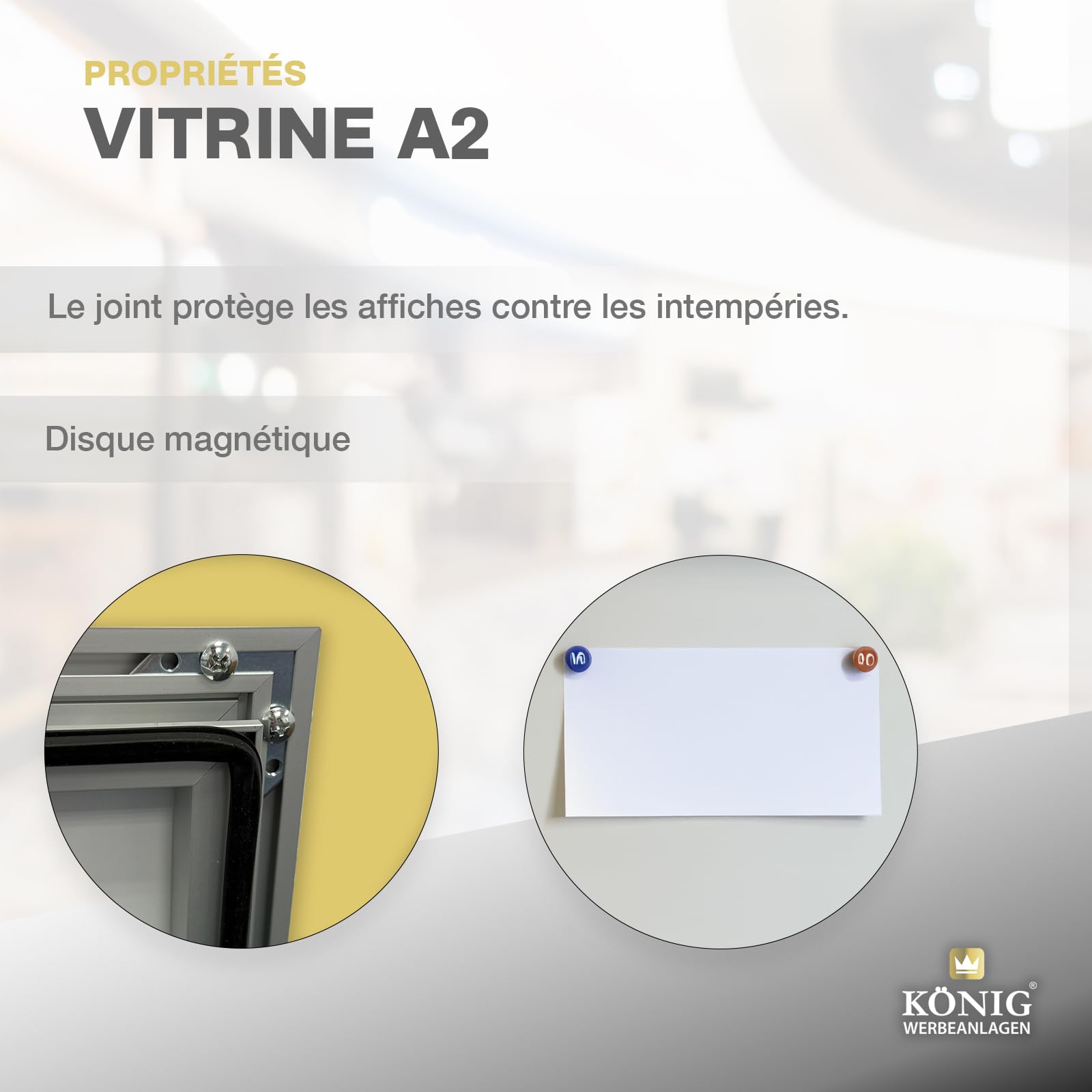 Vitrine d’affichage verrouillable Keitum Economy 4 x A4 | format paysage 515 x 687 mm | intérieur/extérieur | serrure | acrylique 2 mm | aluminium anodisé argent