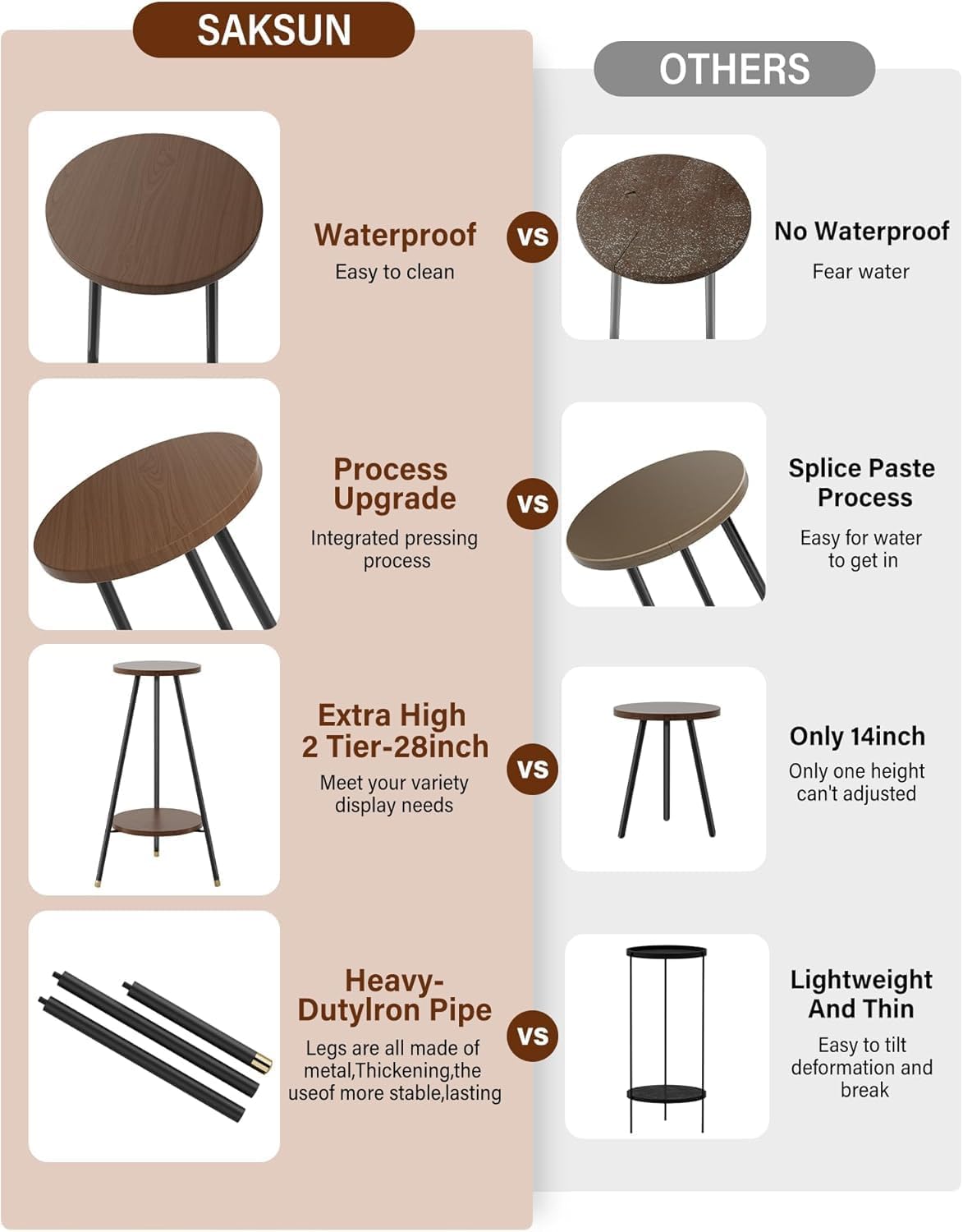 Plant Stand Indoor Outdoor: 2 Tier Plant Stand Indoor 28" Convertible Multi-purpose Holder - Mid Century Modern Decor - Tall Plant Table for Living Room/Balcony/Garden/Patio,Walnut