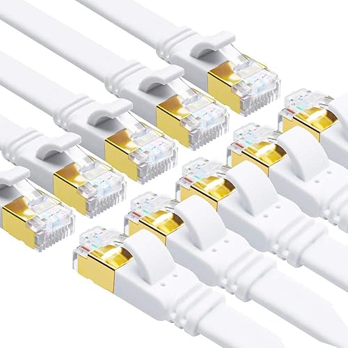 Miniatura 12 de Yauhody Cable Ethernet CAT 8 de 3 pies, paquete de 3 unidades, plano de alta velocidad de 40 Gbps 2000 MHz Cat8, más rápido que CAT7/CAT6/CAT5e,