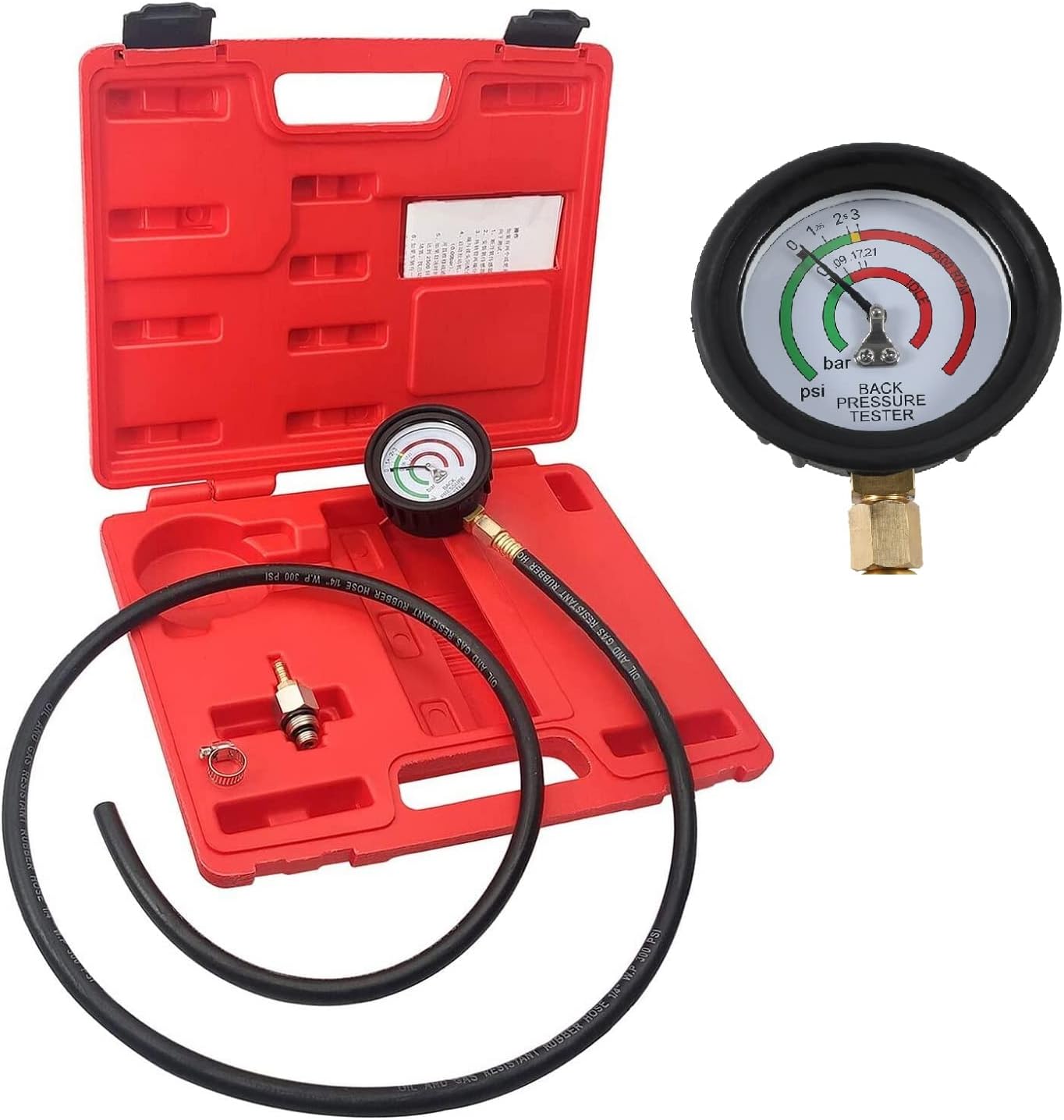 Exhaust Back Pressure Tester with 6Foot Hose, Exhaust Back
