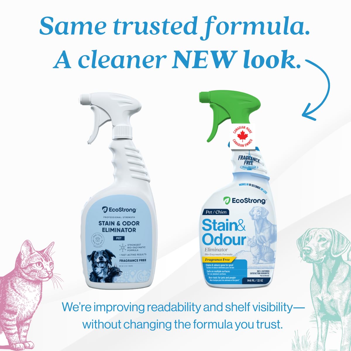 Enzyme Cleaner for Pets | Made in Canada | Pet Odor Eliminator and Powerful Probiotic Enzyme Cleaner for Cat Urine, Dog Pee, Pet Messes [946 mL Fragrance Free] - 2