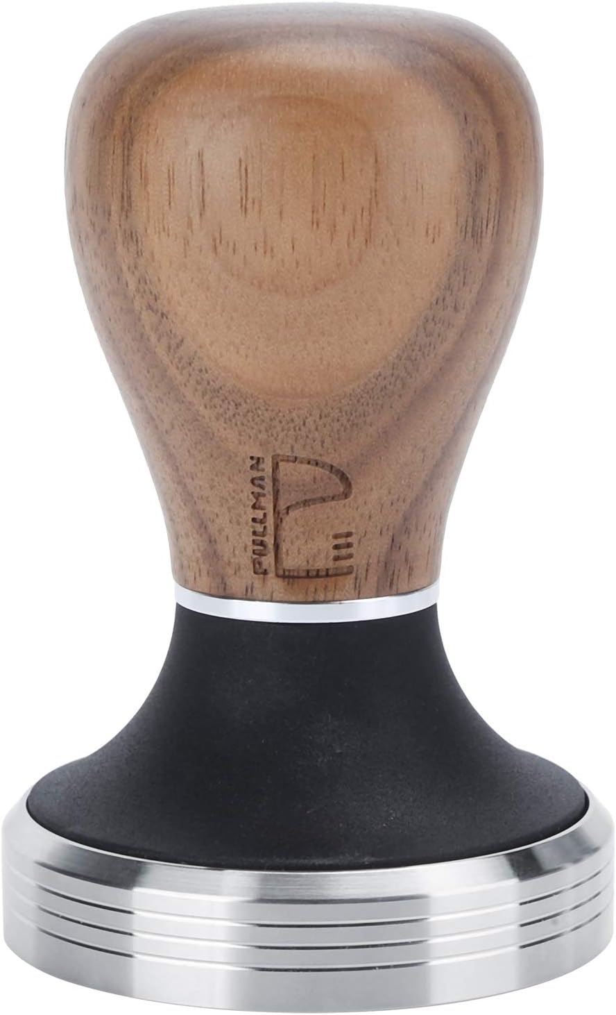 58mm Coffee Tamper, Stainless Steel Coffee Hammer with Wooden Handle, Flat Coffee Tamper for Kitchen Coffee Shop (Dark color)