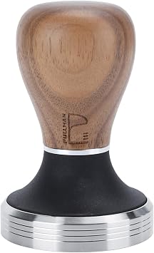 58mm Coffee Tamper, Stainless Steel Coffee Hammer with Wooden Handle, Flat Coffee Tamper for Kitchen Coffee Shop Dark color