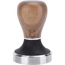 58mm Coffee Tamper, Stainless Steel Coffee Hammer with Wooden Handle, Flat Coffee Tamper for Kitchen Coffee Shop Dark color