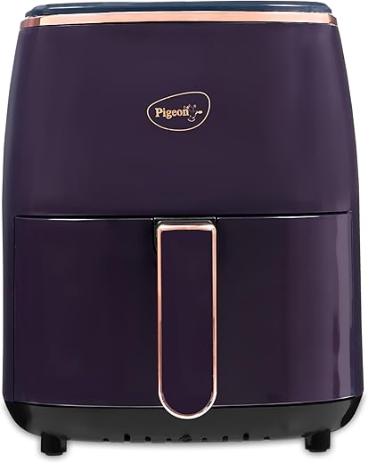 Pigeon Healthifry Plus Digital Air Fryer, 360° High Speed Air Circulation Technology 1400 W with Non-Stick 4.2 L Basket – Purple