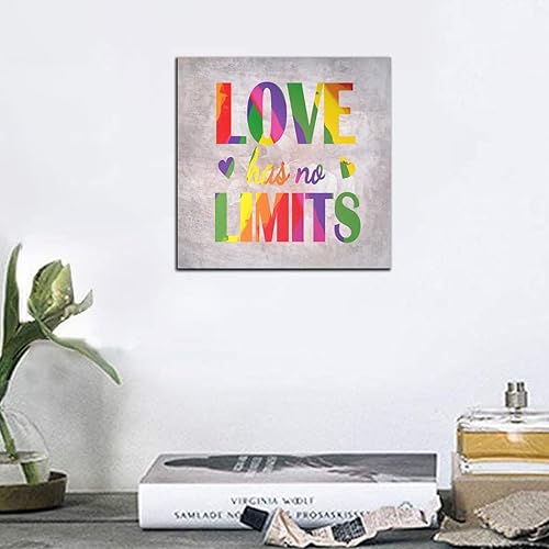 Miniatura 4 de Mesllings Gay and Lesbian Wood Signs, Pride Parade Love Has No Limits Signs for Home Decor, 6" x 6" Gay and Lesbian Wall Art Wood Plaque, Retro