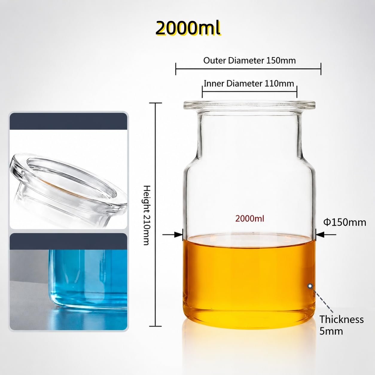 150mm Kołnierz Cylindryczny Korpus Kolby Reakcyjnej-2000ml