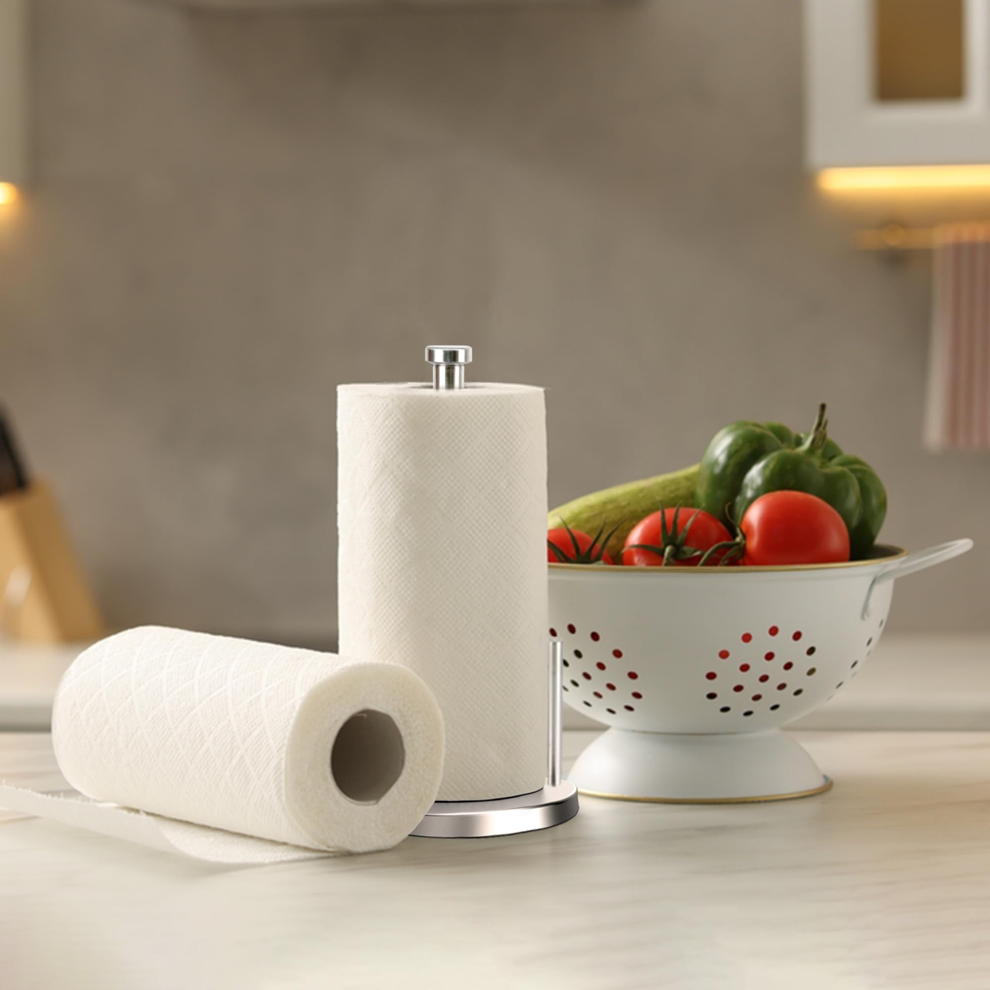 Portarrollos y Porta Servilletas, Soporte para Toallas de Papel de Acero Inoxidable (Plateado)