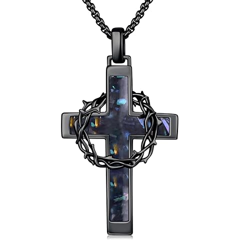YYmqmq Cross Necklace 925 Sterling Silver Crucifix Pendant Necklace Christian Jewelry Catholic Gifts for Men Women