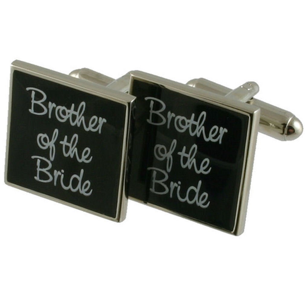 Select Gifts Cuff Links Gemelos Boda~hermano de la novia boda negro cuadro personalizado grabado