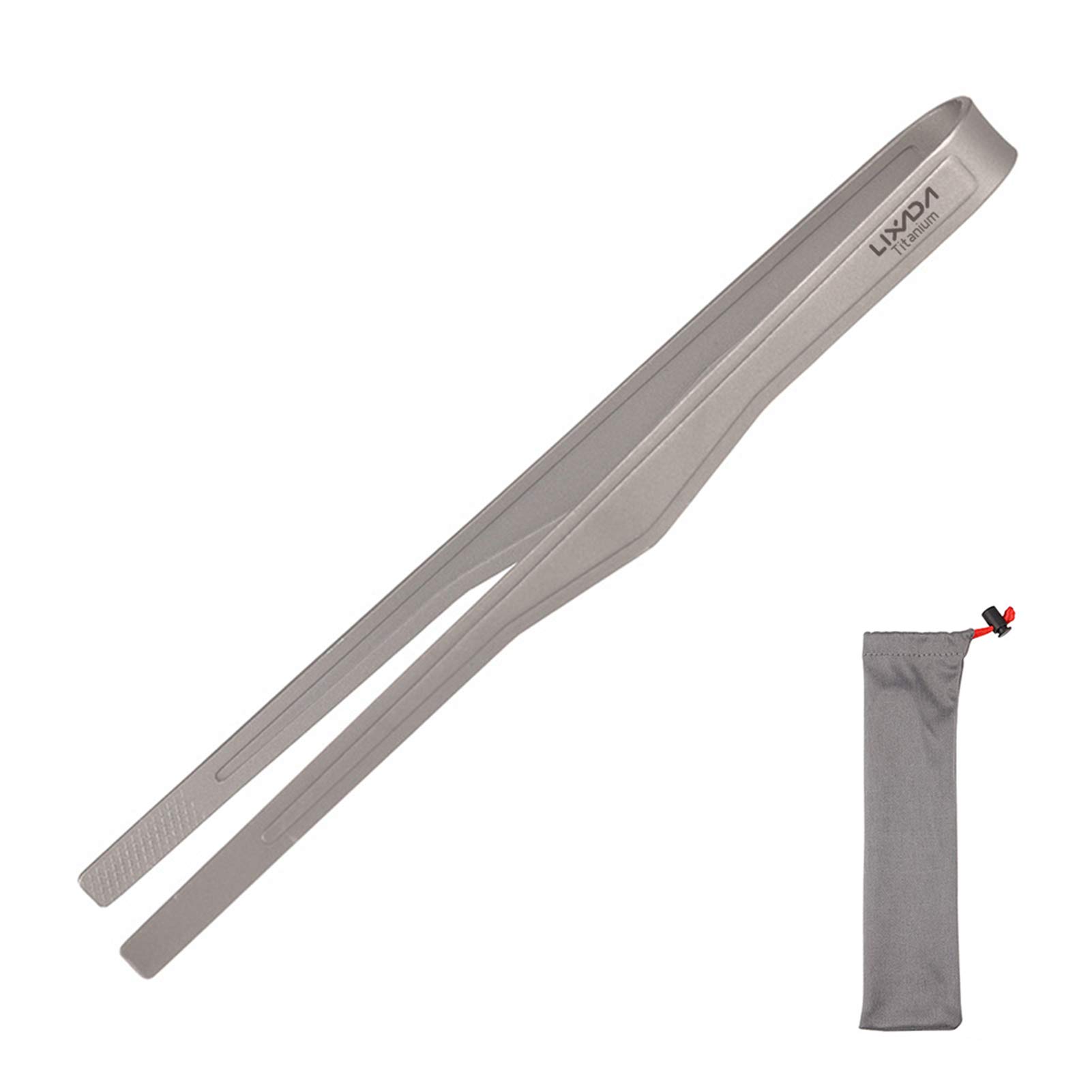 HUIOP Titanium Tongs, Titanium Tongs Clip BBQ Grilling Tool Lightweight Outdoor Camping Backpacking Hiking Cookware
