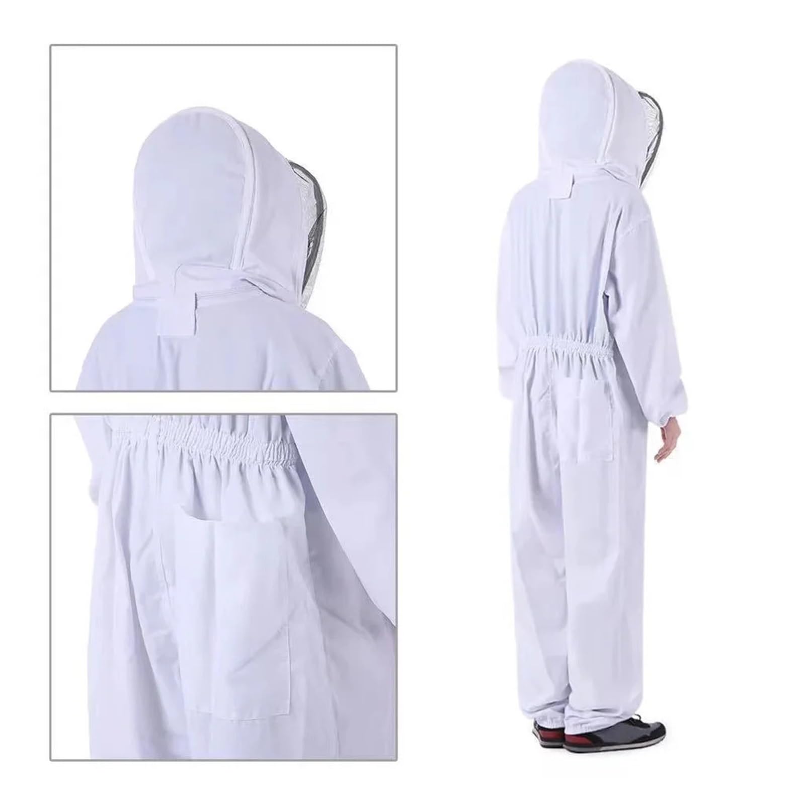Traje Apicultor Hombre Traje de apicultura de cuerpo completo, mono de tela, velo, capucha, guantes, sombrero, Jaket, equipo protector de apicultor