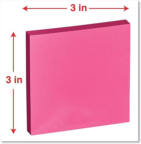 Miniatura 3 de Universal UNV35610 - 100 hojas de 3 pulgadas x 3 pulgadas autoadhesivas, varios colores brillantes (12 unidades)