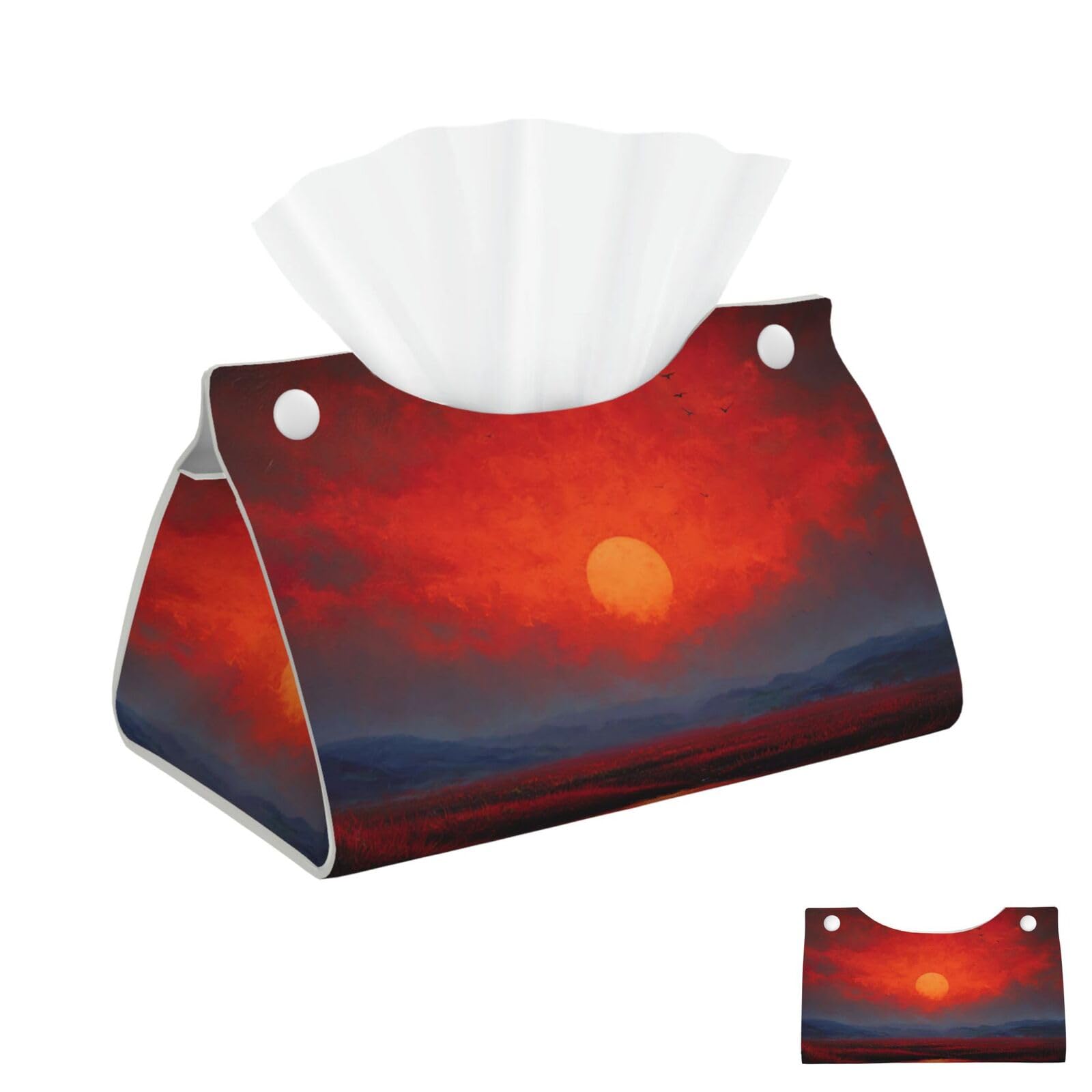 Red Sunrise Tissue Box Cover Square Cube Boxes