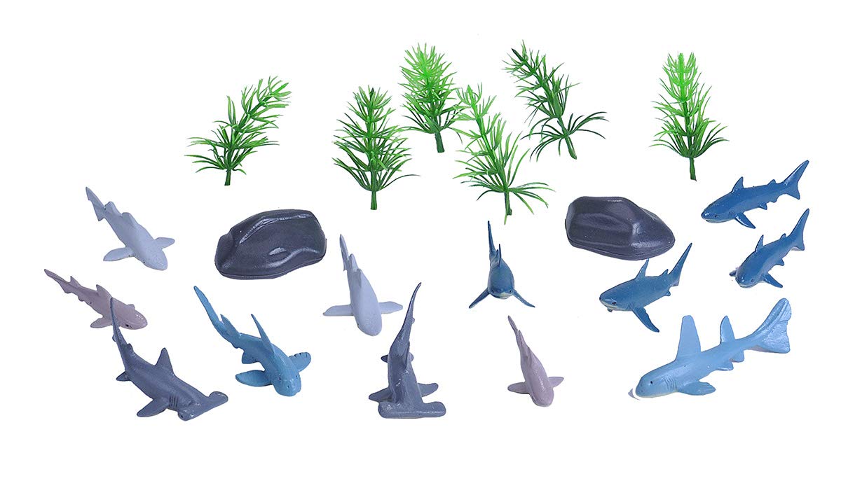 Wild Republic Shark Bucket, Toy Figures, Kids Gifts, Ocean Theme Party Supplies, Sea Creatures, 20 -Piece, 18Piece