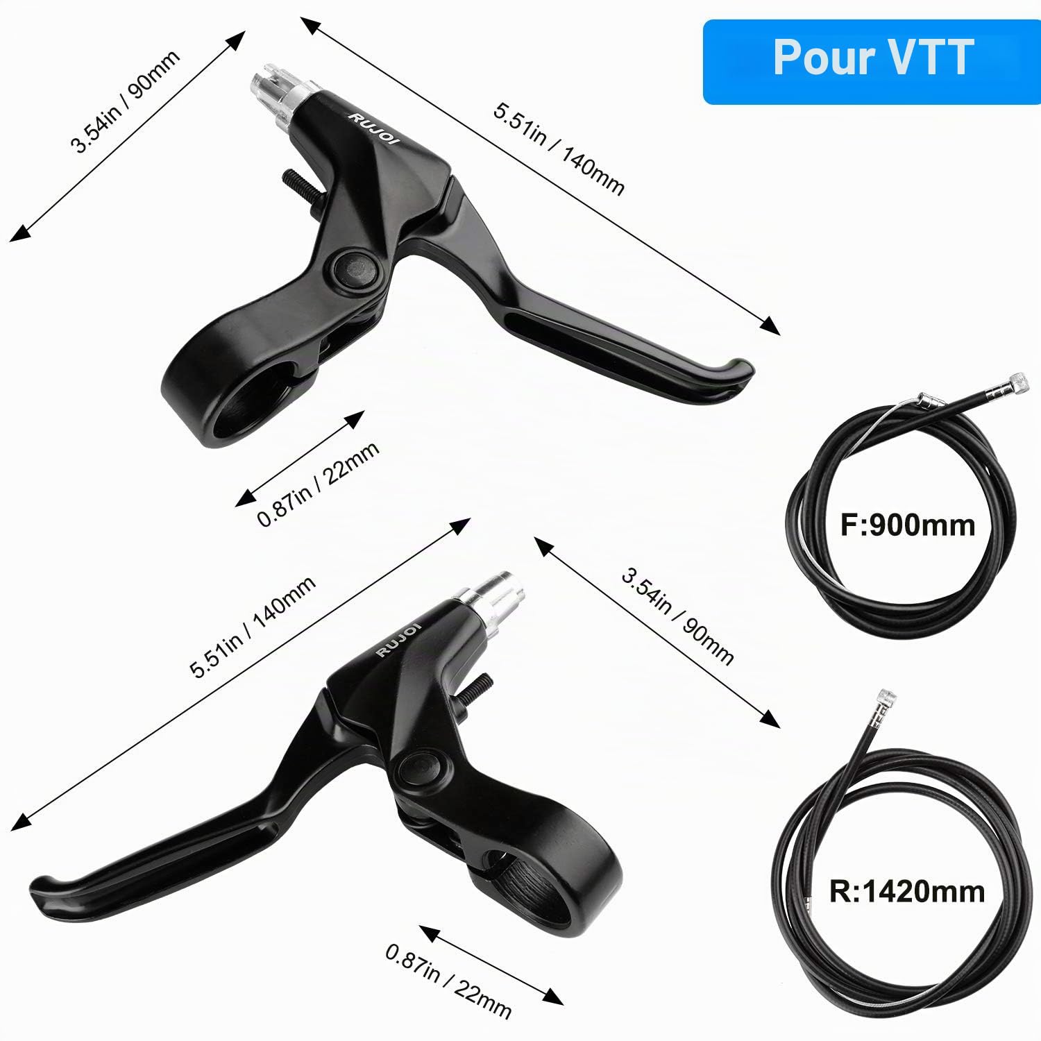 Kit de Frein à Disque de vélo, étrier en Aluminium Avant et arrière, Levier de Frein de vélo en Alliage d'aluminium, Rotor de 160 mm, ajusteur de Plaquettes mécaniques