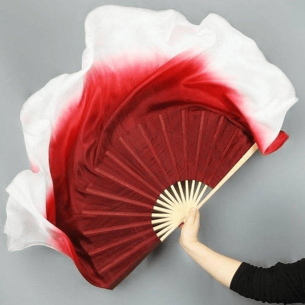 Ventagli di bambù di Danza del Ventre Fatti a Mano Ventagli Lunghi di bambù di Seta Danzanti per Spettacoli di Feste Costume Ballo per Donne con Ventaglio di Seta in Velo
