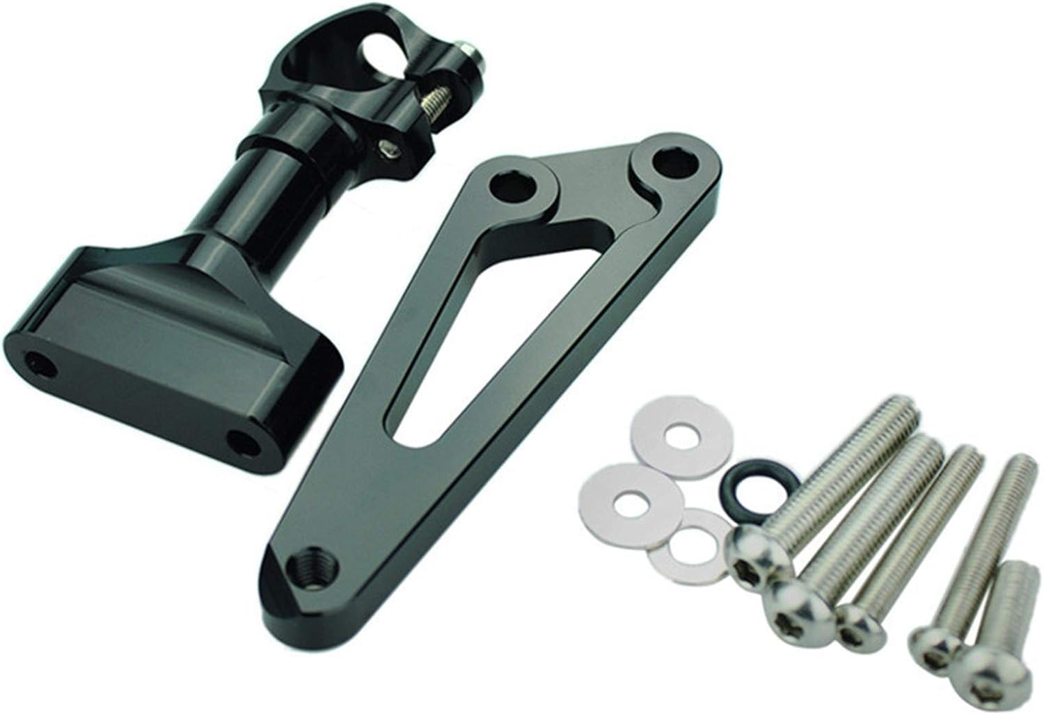 Motorcycle Stabilizer Steering Damper Mounting Kit Bracket Support Safety Control Suitable for most motorcycles(Black Damper)