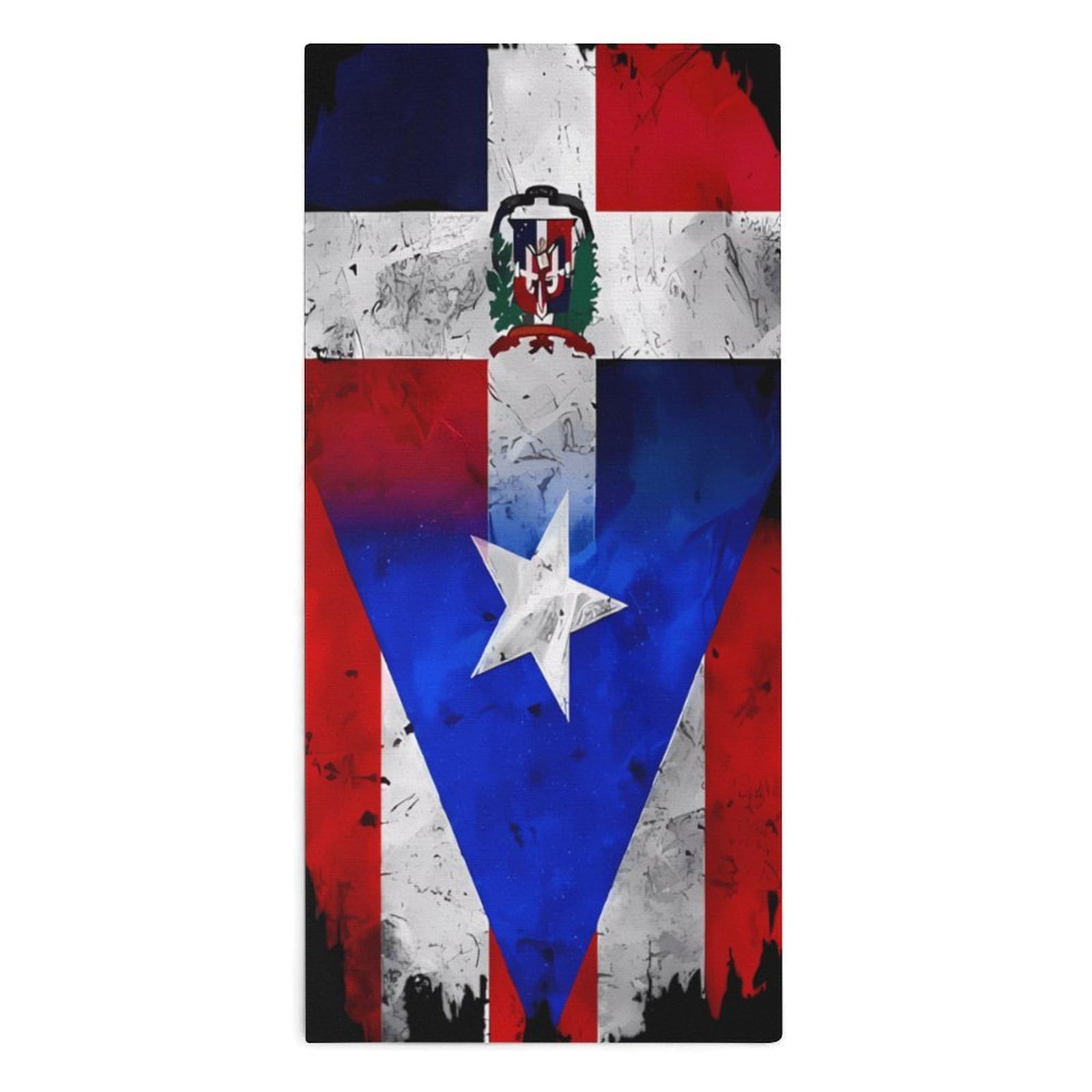 TXFBTRFSA Puerto Flag Dominican Flag Hand Towels for Adult Face Towel Bath Beach Swim Accessories