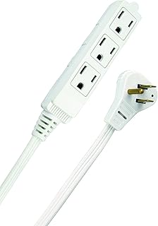 Woods SlimLine Angled Flat Plug Extension Cord; Space Saving Flat Design; 3 Grounded Outlets; 13-Foot; 13 Amps; 1625 Watts; 125 Volts; UL Listed; 2232