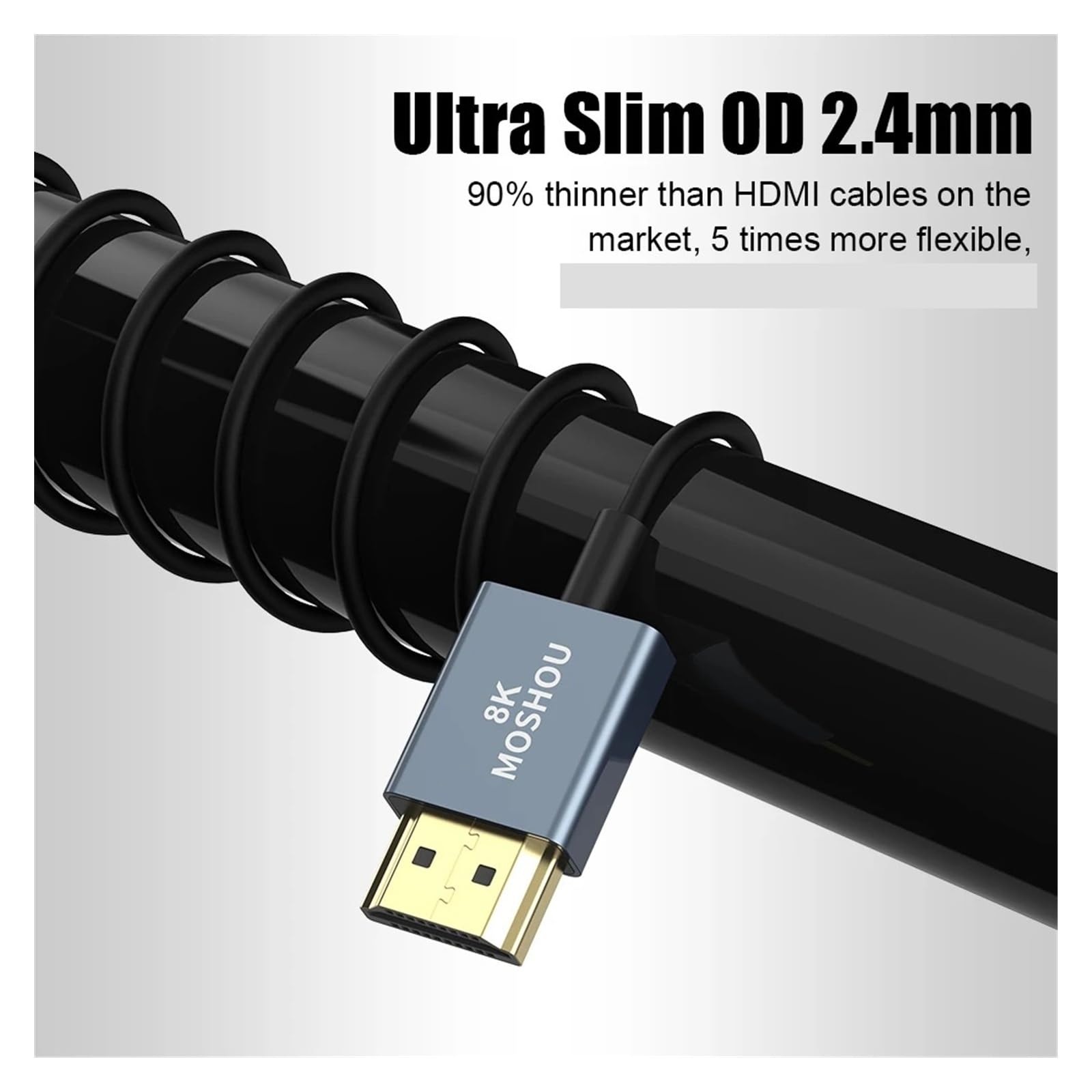 Câble HDMI 2.1 À Angle Vers Le Bas De 90 Degrés 8K @ 60 Hz 4K @ 120 Hz, Cordon Flexible Haute Vitesse Fin, 48 Gbit/s, EARC HDR, Conçu for La TV HD(90D Down Angle-1m (3.28 ft))