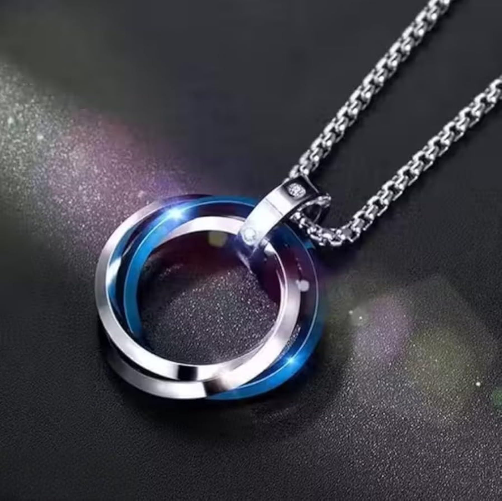 Men's Stylish Dual-Tone Ring Locket with Chain
