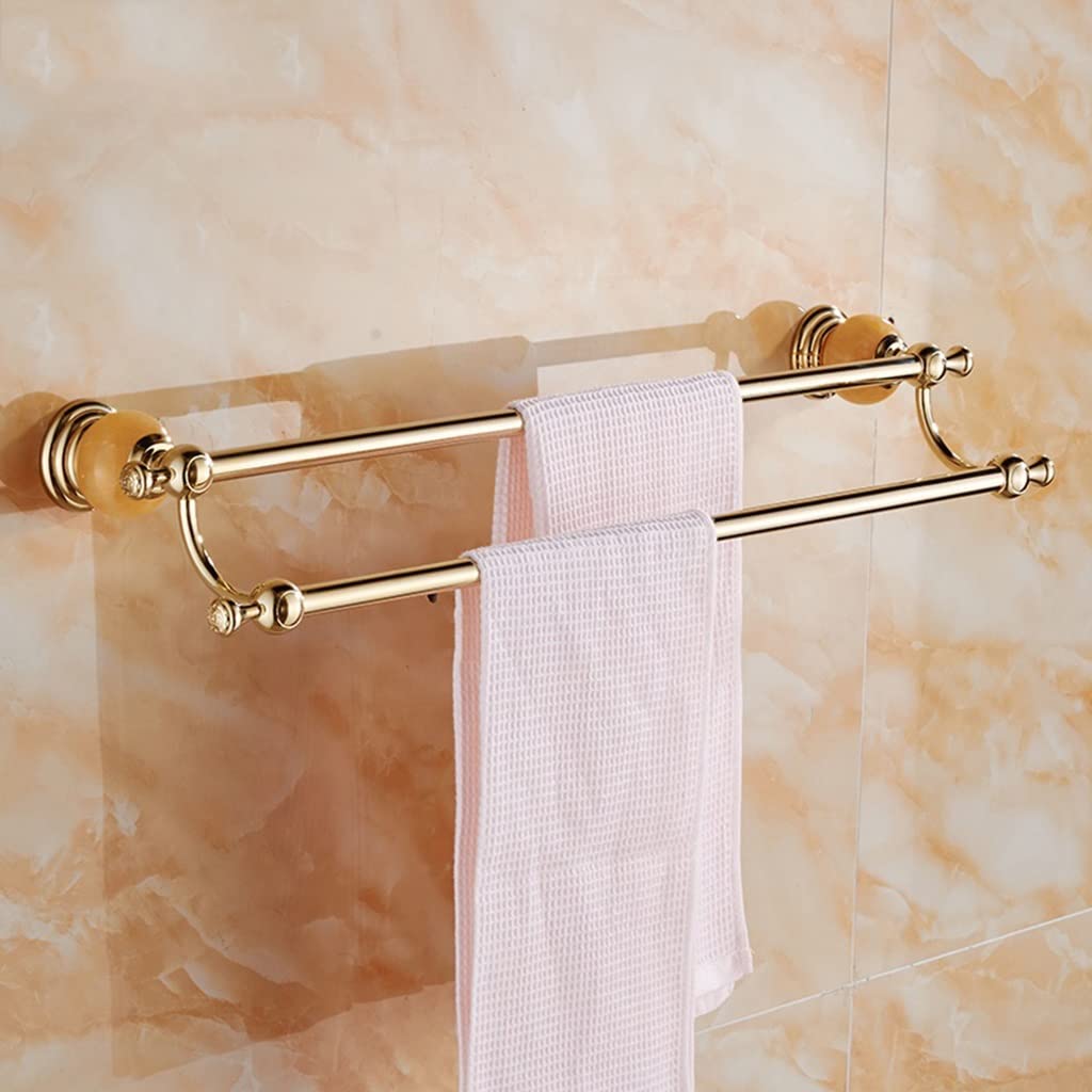 Porte-serviettes double rod en topaze doré pour salle de bain rétro