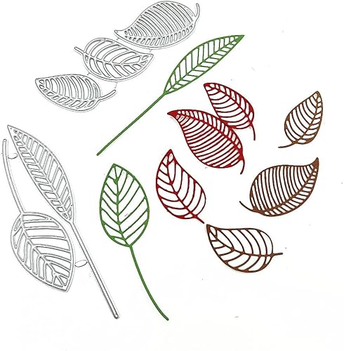 Miniatura 4 de 5 piezas de hojas de primavera de metal, troqueladas de hojas de primavera, corte de plantas de follaje de verano, plantillas de molde para