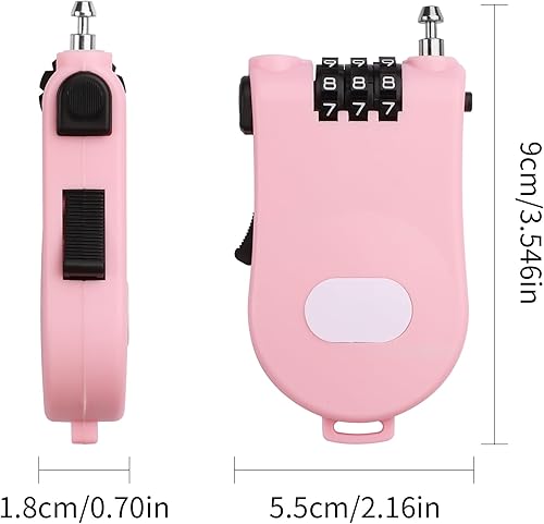 Miniatura 6 de YAODHAOD Candado de cable de combinación, cerradura de equipaje retráctil de cable de acero con cable de acero retráctil de 39 pulgadas, cerradura