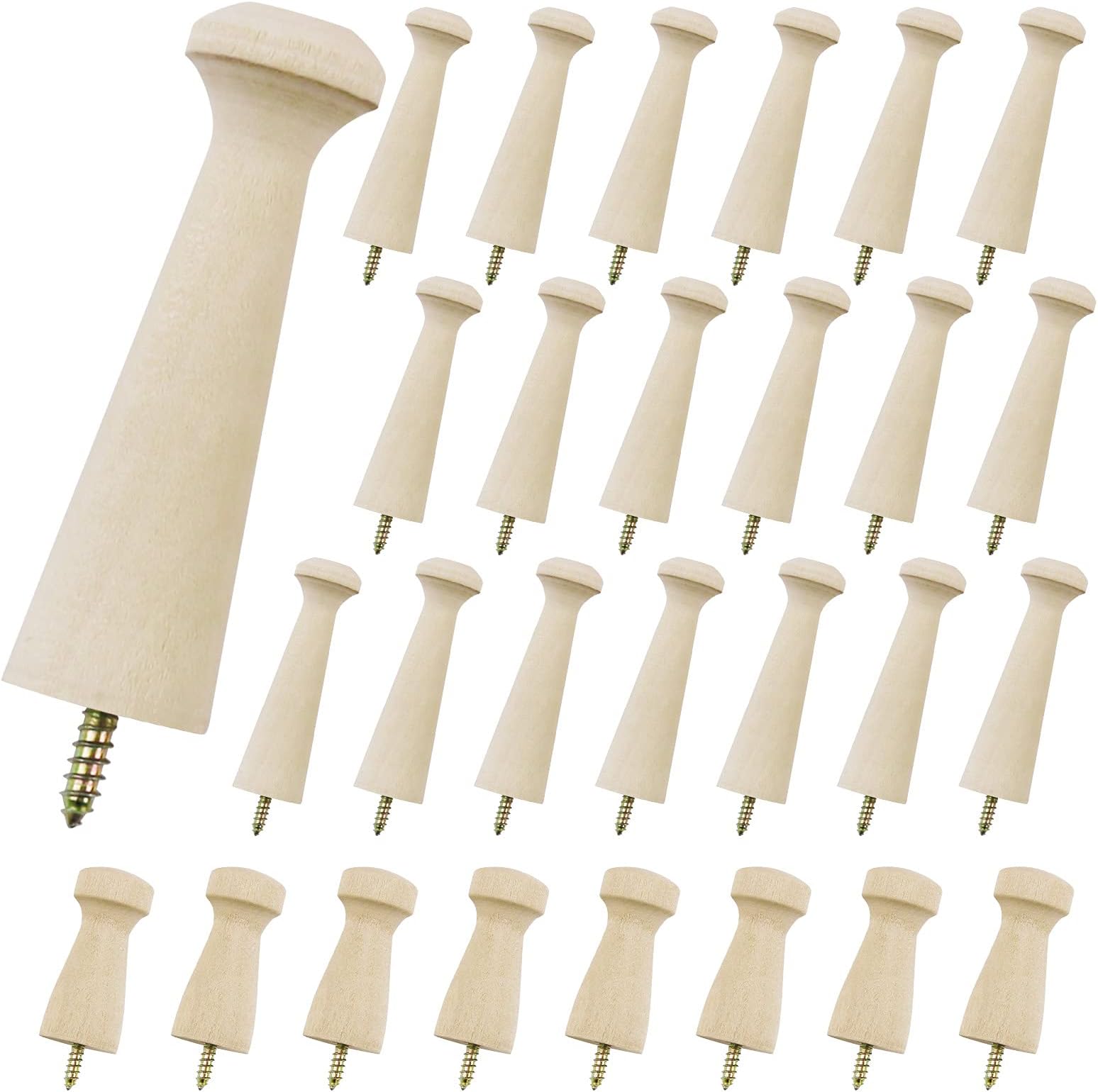 ScrewOn Shaker Pegs Birch Hardwood 2.9Inch Wood Length