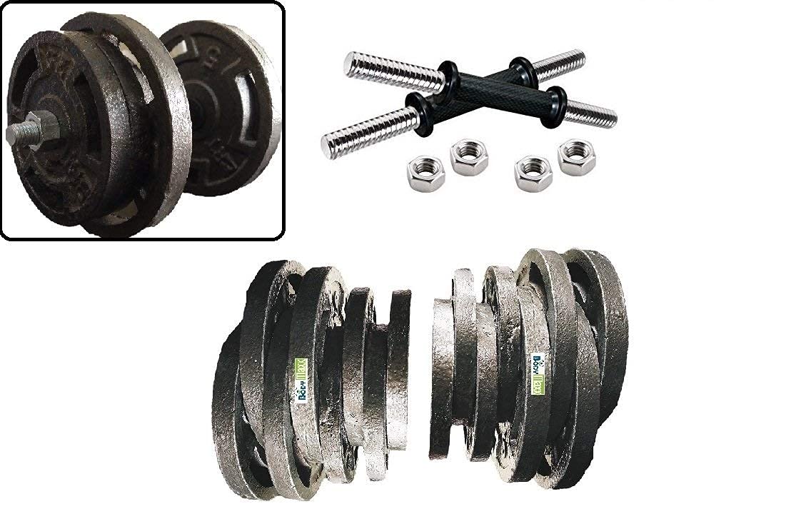 Body Tech 10kg Cast Iron Adjustable Home Gym Set with Steel Dumbbell Rods- COMBO10 (B07VV3PGXY) Amazon Price History, Amazon Price Tracker