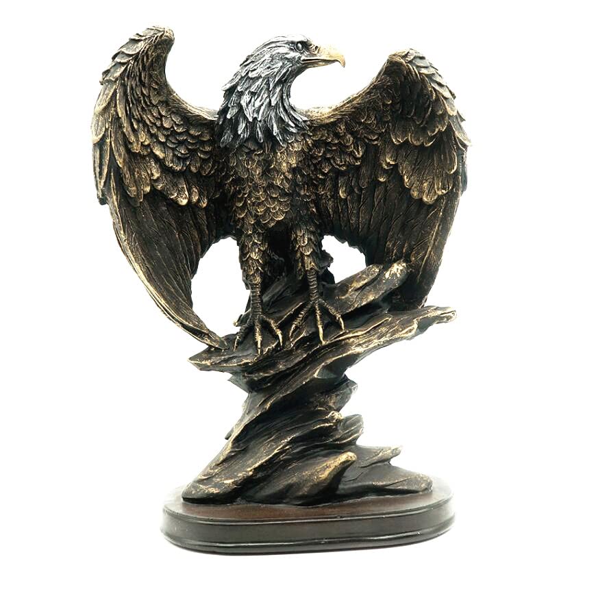 EatingBiting 10.25" Patriotic Eagle On Rocks Statue Eagle Decorative Bronze Patina Resin Figurine Statue Wild Bird Eagle Statue Bald Eagle Figurines Statues for Home Decor Bronze Resin Ornaments