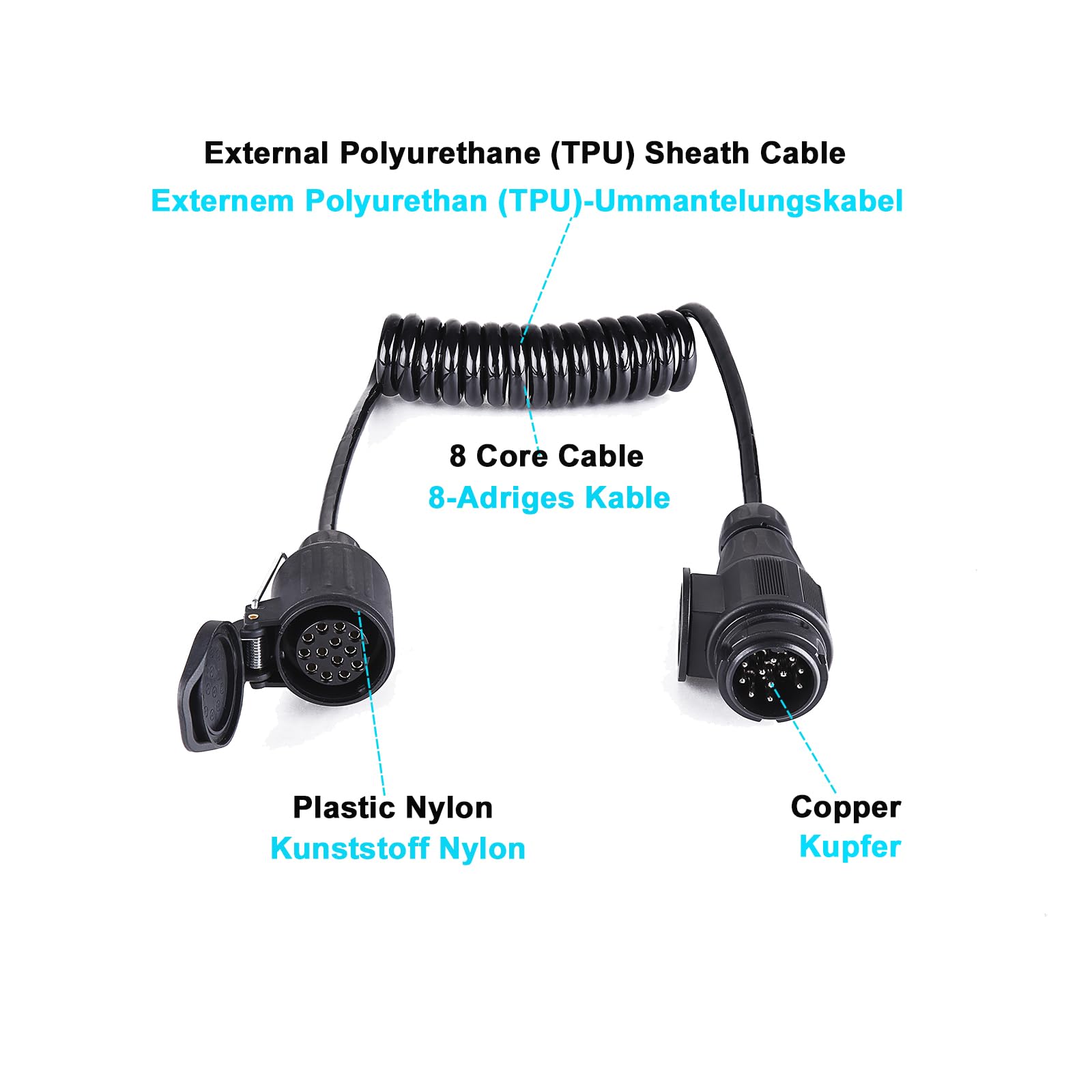 Ml MelTruck®, Set Di Cavi 9 M, Spina 13 Poli, Per Fanali Posteriori, Rimorchi, Attacco A Baionetta - Foto 4