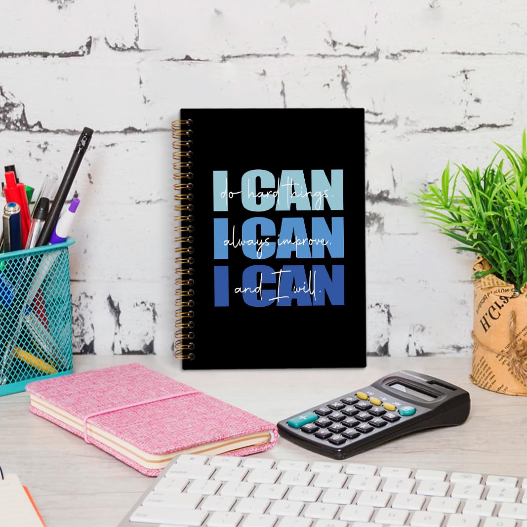 I Can Do Hard Things - Taccuino a spirale ispiratore, blu e nero, diario a spirale per ragazze, donne, uomini, regali positivi per ufficio e scuola, 14 x 20 cm