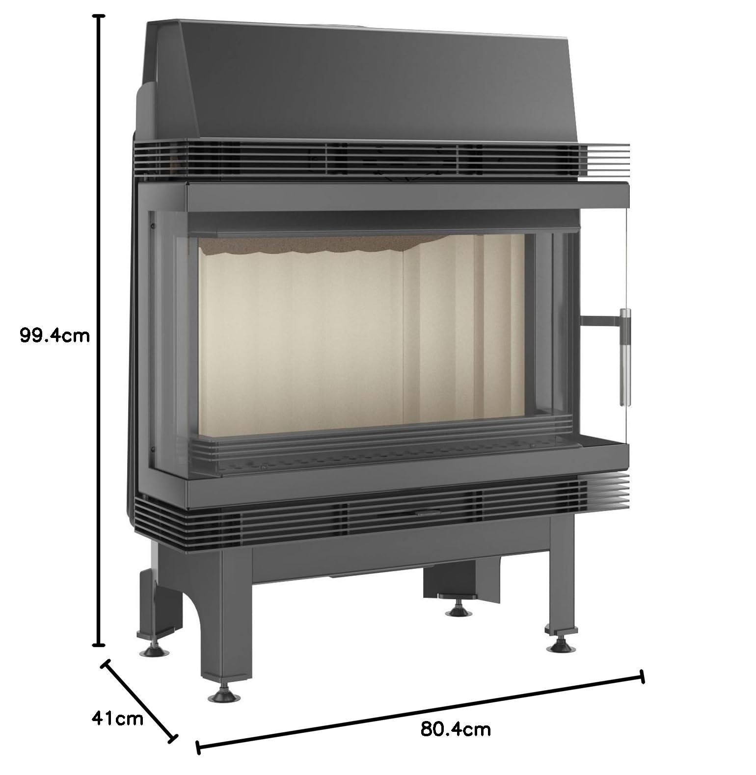 KRATKI Inserto per camino in acciaio a legna BLANKA 11 kW Ø180 bifacciale A | Acciaio nero, efficienza 78%, classe A. Ecodesign, BImSchV 2.; combustione efficiente; basse emissioni; calore uniforme