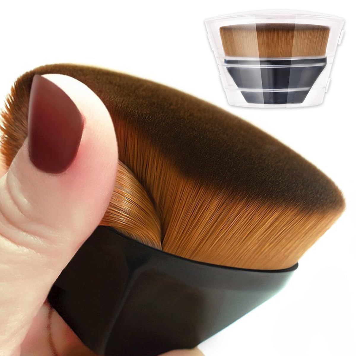 Foundation Makeup Brush Flawless Stick High-Density Foundation Brushes for Blending Liquid Flat Top Kabuki Travel Loose Powder Blush Black