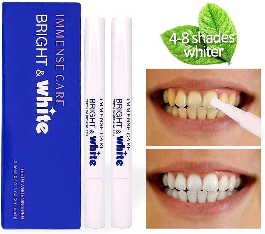 IMMENSE CARE Teeth Whitening Pen(2 pens), 20+ Uses, Effective, Painless, No Sensitive, Travel-Friendly, Easy to Use, Beautiful White Smile, Natural Mint Flavor