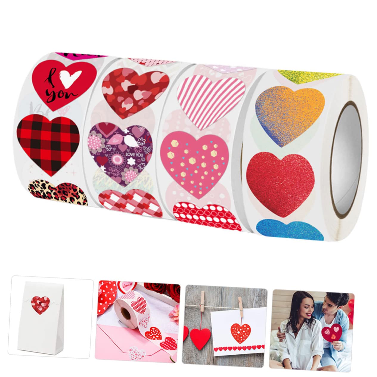 Etichette di Ringraziamento Rotonde, Etichetta Adesiva Adesiva Amore for Sacchetti Regalo Etichetta Adesiva in Rame for San Valentino a Forma di Cuore(5 Stück,2.5X2.5CMx5pcs)