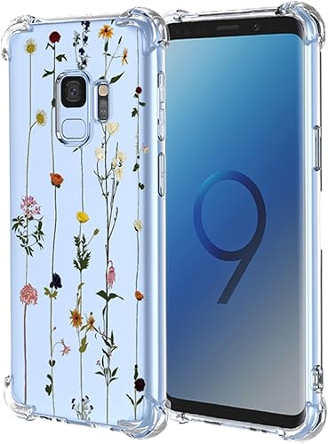 OEURVQO Funda para Galaxy S9 Samsung S9 SM-G960F, diseño floral transparente con patrón de flores, cubierta de TPU suave, a prueba de golpes, OEURVQO Funda para Galaxy S9 Samsung S9 SM-G960F, diseño floral transparente con patrón de flores, cubierta de TPU suave, a prueba de golpes,