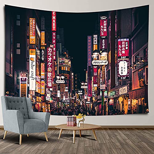 Lujohoy Japanese City Tapestry Wall Hanging Japan Street Scene Cityscape View Art For Bedroom Aesthetic Living Room Asian Decor Small Black #TOP4